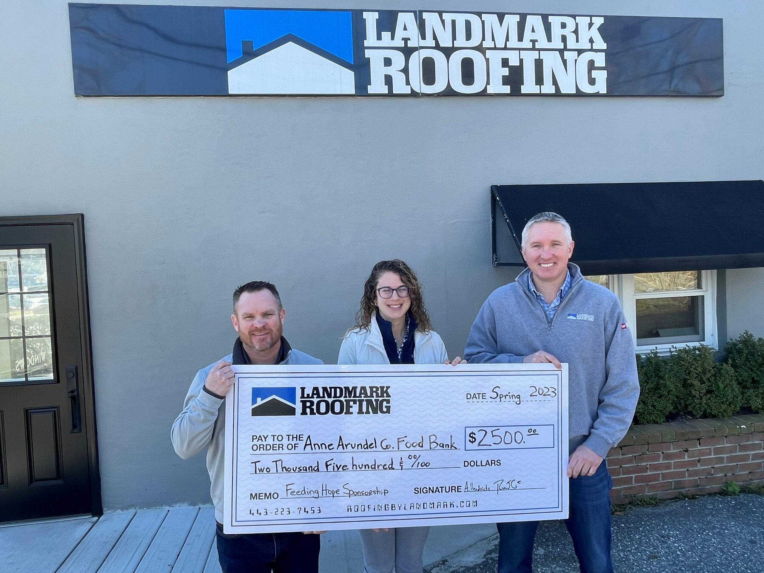 Landmark Roofing and AA County Food Bank Photo March 2023
